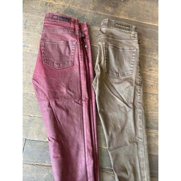 (2) Rock & Republic Women’s Berlin Pants Jeans Waxy Shiny Red Sz4 & Brown Sz6 - Picture 4 of 12